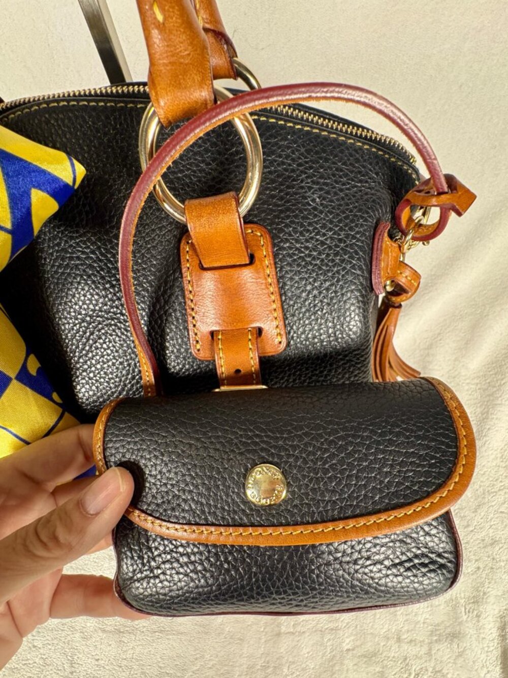 Dooney & Bourke Bristol Satchel in Black with Matching Attached Pouch and Scarf - Picture 15 of 15
